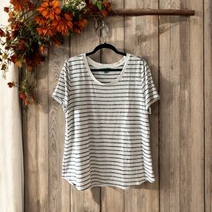 Dip White & Heather Black Striped Knit Top